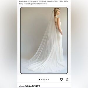 Elegant White Wedding Veil Cathedral length